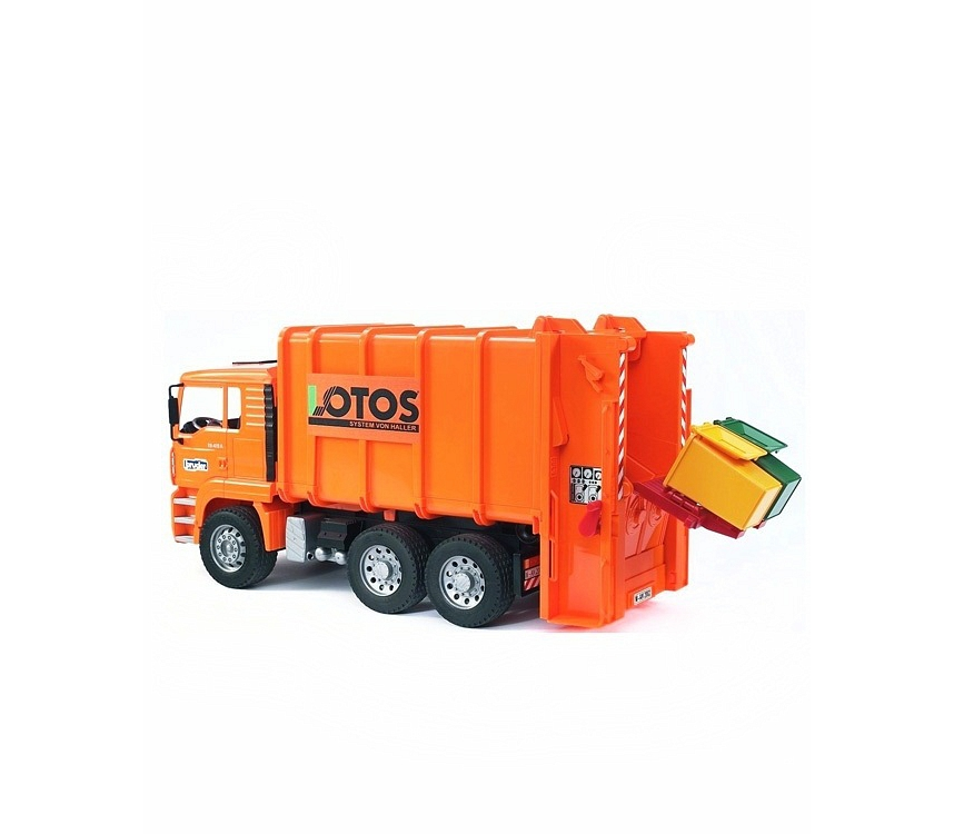 Брудер мусоровоз ман. Мусоровоз Брудер ман оранжевый. Оранжевый мусоровоз игрушка. Игрушка мусоровоз оранжевый цвет.